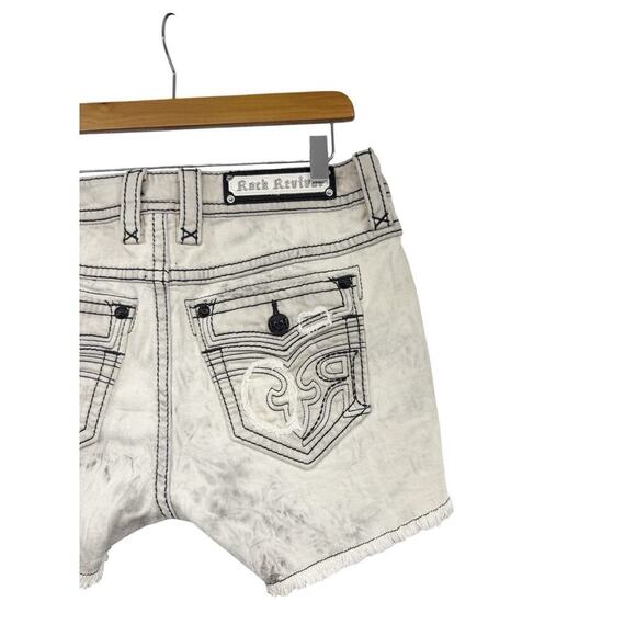 Rock Revival Cleora Mid Rise Shorts Thick Stitch Cut Off Style Gray Womens 30 - Picture 3 of 9